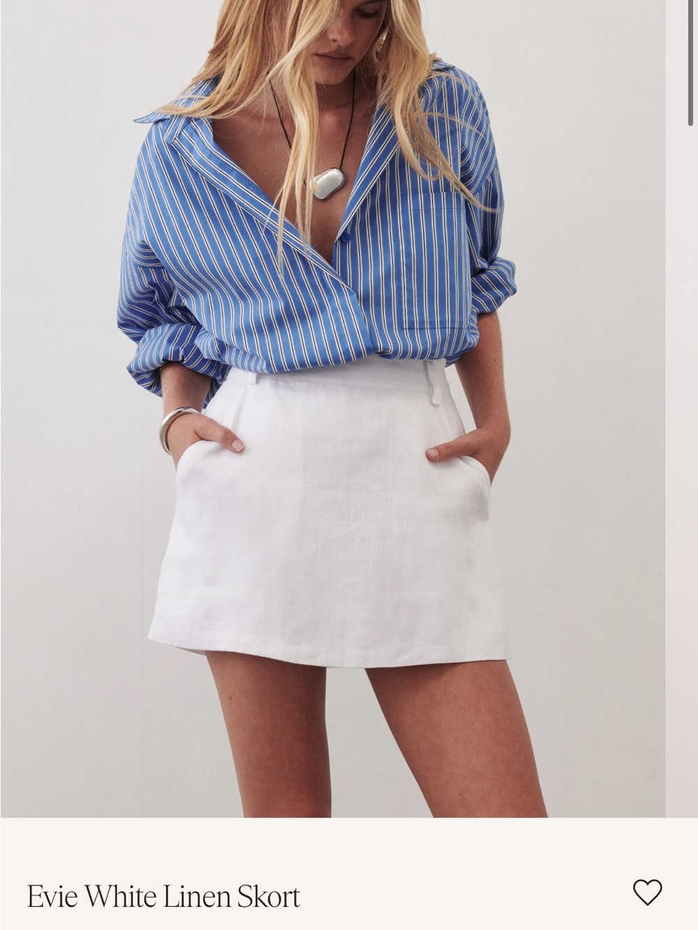 DISSH Evie Skort High-Waist White Cotton linenBlend Skorts.